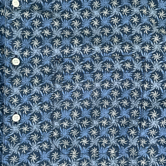 Vintage Eddie Bauer Shirt Adult LARGE Blue Linen Blend Pinwheel Oversized Y2K - Picture 4 of 9